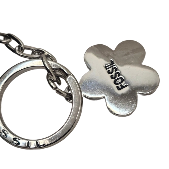 Vintage Fossil Mini Black Leather Coin Purse Kisslock Daisy Charm - Picture 9 of 10